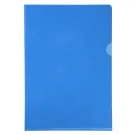 Sachet de 10 pochettes coin PVC lisse haute r&eacute;sistance 13/100e - A4 - Bleu - Exacompta 