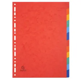 Intercalaires carte lustr&eacute;e 225g 12 positions - A4 - EXACOMPTA 