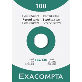 &Eacute;tui de 100 fiches - bristol blanc lign&eacute; non perfor&eacute; 105x148mm - Blanc - EXACOMPTA 