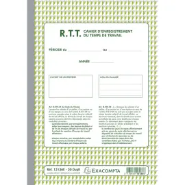 Manifold R.T.T Enregistrement du temps de travail 50 feuilleslets dupli autocopiants - Exacompta 