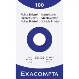 &Eacute;tui de 100 fiches - bristol uni non perfor&eacute; 75x125mm - Blanc - EXACOMPTA 