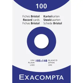 &Eacute;tui de 100 fiches - bristol uni non perfor&eacute; 105x148mm - Blanc - EXACOMPTA 