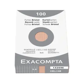 &Eacute;tui de 100 fiches - bristol quadrill&eacute; 5x5 non perfor&eacute; 105x148mm - Orange - EXACOMPTA 