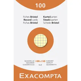 &Eacute;tui de 100 fiches - bristol quadrill&eacute; 5x5 non perfor&eacute; 100x150mm - Couleurs assorties - EXACOMPTA 