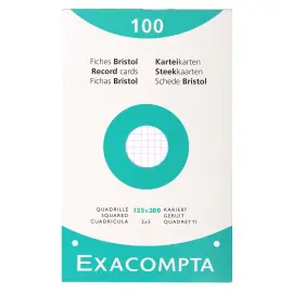 &Eacute;tui de 100 fiches - bristol blanc quadrill&eacute; 5x5 perfor&eacute; 125x200mm - Blanc - EXACOMPTA 