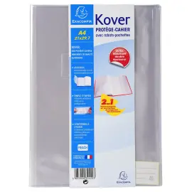 Prot&egrave;ge-cahier translucide Kover&reg; - 21x29,7cm - Incolore - EXACOMPTA 