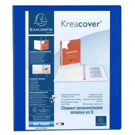 Classeur PP personnalisable Kreacover - 4 anneaux en D 25mm - A4 maxi - Bleu - EXACOMPTA 