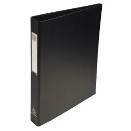 Classeur rembord&eacute; polypropyl&egrave;ne 4 anneaux ronds de 25mm sur 3eme de couverture - Noir - EXACOMPTA 