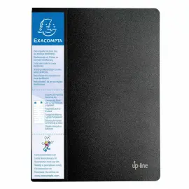 Prot&egrave;ge-documents en polypropyl&egrave;ne rigide avec porte &eacute;tiquette 3 faces Up Line Opaque 160 vues - A4 - Noir - Exacompta 