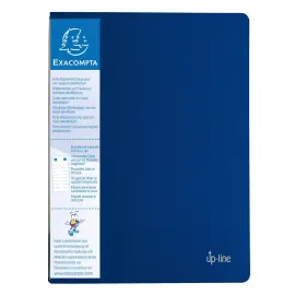 Prot&egrave;ge-documents en polypropyl&egrave;ne rigide avec porte &eacute;tiquette 3 faces Up Line Opaque 40 vues - A4 - Bleu - Exacompta 