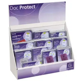 Pr&eacute;sentoir complet avec diff&eacute;rents formats d'&eacute;tuis de protection - Cristal - Exacompta 