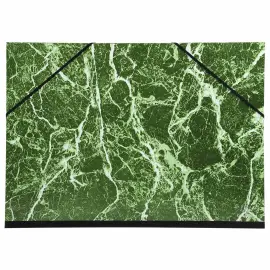 Carton &agrave; dessin papier marbr&eacute; verni avec &eacute;lastiques 37x52 cm - Pour format 1/2 raisin - Vert - EXACOMPTA 