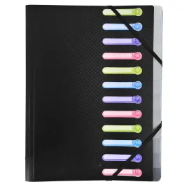 Trieur polypropyl&egrave;ne 3 rabats 12 compartiments OPAK - Noir - Exacompta 