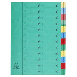 Trieur extensible Harmonika sans &eacute;lastique fen&ecirc;tres imprim&eacute;es 24 compartiments - A4 - Vert - Exacompta 