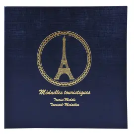 Classeur de collection pour 100 m&eacute;dailles souvenirs - 24,5x25 cm - Bleu marine - EXACOMPTA 