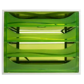 ECOBOX 4 tiroirs - Gris/vert pomme transparent - EXACOMPTA 
