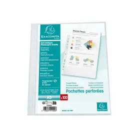 Sachet de 100 pochettes perfor&eacute;es A5 en polypropyl&egrave;ne grain&eacute; standard - Exacompta 