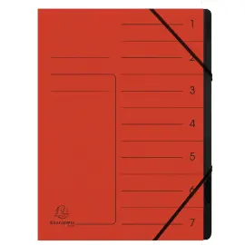 Trieur agraf&eacute; 7 compartiments int&eacute;rieur noir - Rouge - Exacompta 