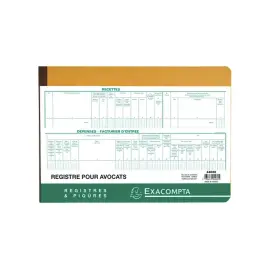 Piq&ucirc;re Recettes-D&eacute;penses avocats - 27 x 38 cm - 80 pages - Exacompta 