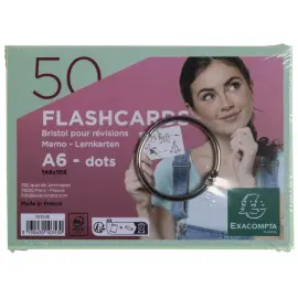 50 flashcards bristol A6 dots vert 