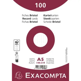 100 Fiches Bristol - 148x210 - Lignes Dots - EXACOMPTA 