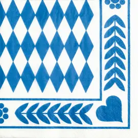 Serviette &agrave; motif 'Bleu bavarois', 400 x 400 mm - Papstar 