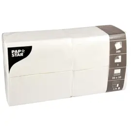 Serviettes Bistro - 330 x 330 mm - 2 couches - Blanc - Papstar 