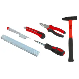 Sac avec kit d'outils 7 pi&egrave;ces, noir/rouge - Br&uuml;der mannesmann 