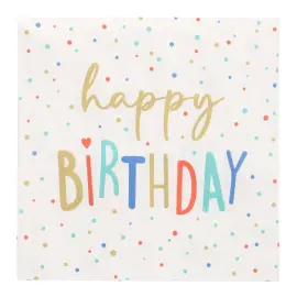 Serviette &agrave; motif 'Happy Birthday', 330 x 330 mm - Papstar 