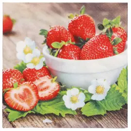 Serviette &agrave; motif 'Strawberry Taste', 330 x 330 mm - Papstar 
