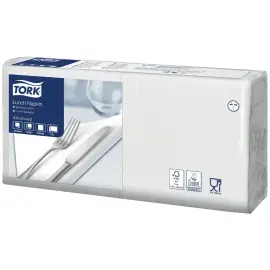 Serviette Lunch, 328 x 325 mm, 3 couches, blanc - Tork 
