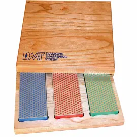 Kit de pierres &agrave; aiguiser diamant, bo&icirc;te en bois, 3 pcs - Dmt 