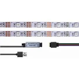 Ruban LED RVB avec t&eacute;l&eacute;commande, autocollant, 3 m - Logilink 