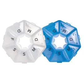 Pilulier hebdomadaire, en plastique transparent/bleu - Lifemed 