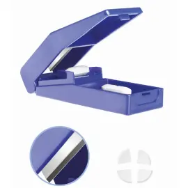 Coupe-comprim&eacute; avec r&eacute;servoir, bleu - Lifemed 