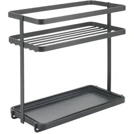 &Eacute;tag&egrave;re &agrave; &eacute;pices Tokyo LAVA, 2 niveaux, noir mat - Metaltex 