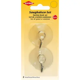 Crochet ventouse, set de 2, plastique, transparent - Kleiber 