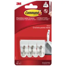 Crochet avec pointe en m&eacute;tal, blanc, taille: M - Command 