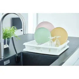 &Eacute;gouttoir &agrave; vaisselle avec tablette, blanc - Plast Team 