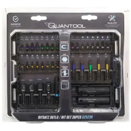 Jeu d'embouts, 36 pi&egrave;ces, dans une bo&icirc;te plastique - Quantool 