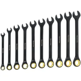 Jeu de cl&eacute;s mixtes &agrave; fourche &agrave; cliquet, 10 pi&egrave;ces - Quantool 