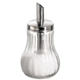 Sucrier avec tube doseur, acier inoxydable/verre - APS 