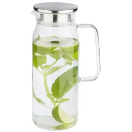 Carafe en verre avec couvercle, 1,5 litres, verre/inox - APS 