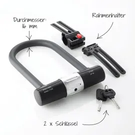 Antivol en U pour v&eacute;lo avec support - longueur 190 mm - Fischer 