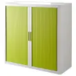 Armoire basse &agrave; rideaux Easyoffice - Blanc et vert anis - PAPERFLOW 