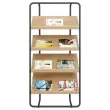 Présentoir de Sol en Acier Noir Mat & 4 Tablettes en bois - MEET