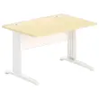 Bureau Buenos Aires - 120 x 80 cm - Plateau hêtre et pieds blancs - FIDUCIAL OFFICE SOLUTIONS