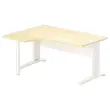 Bureau BUENOS AIRES compact retour &agrave; gauche h&ecirc;tre/blanc, L160 