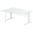 Bureau BUENOS AIRES compact retour &agrave; gauche gris/blanc, L160 