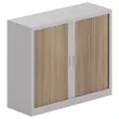 Armoire basse à rideaux - Alu et noyer - 100x120 cm
